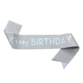 Fascia di compleanno argento glitterata con scritta It's my BIRTHDAY olografica - Argento AB
