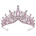Silver bridal tiara with pink crystals and rhinestones for prom or wedding events - Silver/Pink Zirconia