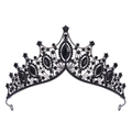 Gothic style black crystal tiara for women vintage queen crown with dark metal finish - Silver/Black Zirconia