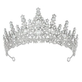 Elegante tiara da sposa in argento con cristalli di lusso e design a goccia d'acqua - Argento Strass Bianco