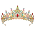 Variante di corona nuziale lussuosa con cristalli colorati ed elegante lega placcata oro - Oro Diamante Multicolore (Colore Casuale)