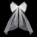 Elegante lazo de tul blanco para novia con perlas y texto Bride to Be sobre fondo negro - Estilo Impreso / Blanco
