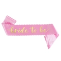 Pink satin bride to be sash with gold lettering and elegant scalloped wavy edges - Pink Base Gold Letters Scalloped Edge