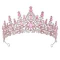 Elegante corona da sposa in argento con scintillanti cristalli rosa e pietre preziose - Argento/Zirconia Rosa