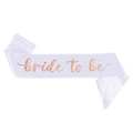Dettaglio della fascia in raso bianco con bordo a onde e scritta oro rosa sposa - Base Bianca Lettere Oro Rosa Bordo Festonato