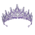 Couronne de mariée baroque violette avec cristaux étincelants et détails de feuilles fins - Violet avec Strass Blanc