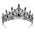 Diadème de mariée gothique argenté avec strass noirs et cristaux de style vintage élégant - Argent/Zircone Noir
