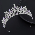 Couronne argentée de luxe avec cristaux violets et strass pour mariée et fêtes - Argent Pierre Violette