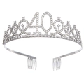 Couronne scintillante argentée du 40ème anniversaire avec strass pour fêtes de femmes - 40 Ans Argent