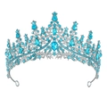 Diadème de mariée luxueux en argent avec cristaux bleu turquoise et strass étincelants - Bleu Lac Blanc