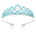 Eleganter silberner Braut-Diadem-Haarreif mit funkelnden aqua-blauen Strasssteinen - Silber/Blauer Zirkonia