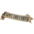 Écharpe d'anniversaire dorée pailletée avec texte HAPPY BIRTHDAY en lettres noires - Or avec texte noir