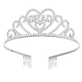 Elegante tiara de graduación plateada con letras GRAD y cristales brillantes sobre blanco - Plateado