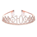Corona per il 10° compleanno in oro rosa con strass scintillanti e pettini laterali - 10 Anni Oro Rosa