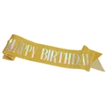 Écharpe d'anniversaire dorée pailletée avec lettrage argenté holographique Happy Birthday - Or Foncé Irisé