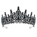Diadème de mariée gothique en alliage noir avec cristaux de poire et diamants complets - Noir fusil zircon