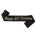 Elegante fascia in raso nero Happy 21st Birthday con scritte in oro per feste - Happy 21st Birthday