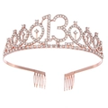 Couronne d'anniversaire en or rose avec strass brillants et le numéro 13 - 13 Ans Vieux Or Rose