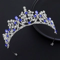Couronne élégante en argent avec cristaux bleu marine et strass pour mariages - Argent/Zircone Bleu