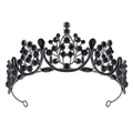 Couronne gothique en cristal noir avec base en métal foncé pour mariées et soirées - Noir fusil zircon