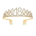 Couronne dorée du 18ème anniversaire avec strass et peignes à cheveux pour la fête - 18 Ans Or