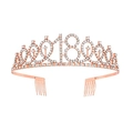 Diadème 18ème anniversaire en or rose avec strass brillants et peignes latéraux - 18 Ans Or Rose