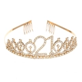 Couronne dorée pour 21ème anniversaire avec strass et peignes de fixation - 21ème Or