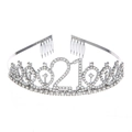 Couronne argentée 21ème anniversaire avec strass clairs et peignes à cheveux intégrés - 21 Ans Argent