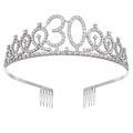 Couronne scintillante argentée 30 ans avec strass et peignes à cheveux intégrés - 30 Ans Argent