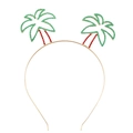 Diadema de palmera dorada con brillantes diamantes de imitación rojos y verdes para fiestas - Estilo Cocotero