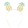 Diadema de piña con cristales brillantes y marco dorado para fiestas en la playa - Estilo Piña