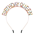 Dettaglio di strass colorati su un cerchietto Birthday Queen in metallo oro rosa party - Cerchietto Birthday Queen Multicolore