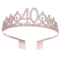 Couronne 40 ans en or rose avec strass brillants pour fête d'anniversaire - 40 Ans Or Rose