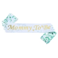 Weiße Satin Mommy To Be Schärpe mit Goldfolie und grünen Blättern für die Babyparty - Mommy Eukalyptus-Muster (JD146)