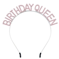 Silberner Birthday Queen Haarreif mit rosa Strasssteinen für Damen Party Haarschmuck - Birthday Queen / Rosa