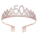 Couronne 50ème anniversaire or rose avec strass brillants pour femmes et célébrations - 50 Ans Or Rose