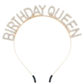 Cerchietto dorato Birthday Queen con strass bianchi per feste di compleanno - Cerchietto Birthday Queen Oro