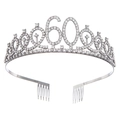 Couronne d'anniversaire 60 ans en strass argentés avec cristaux et peignes latéraux - 60 Ans Argent