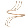 Bracciale da braccio a spirale regolabile in metallo dorato con fili e dettagli di perle - Stile Decorativo con Perline a Spirale (BH006)