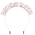 Cerchietto Birthday Queen in oro rosa scintillante con strass per feste di compleanno - Cerchietto Birthday Queen Oro Rosa