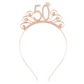 Serre-tête 50ème anniversaire en or rose pour femmes avec strass brillants et petite couronne - Style 50ème Anniversaire(FG230) / Or rose