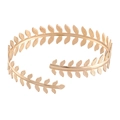 Bracciale a fascia regolabile dorato con motivo a foglie e finitura metallica - Stile Foglia di Grano a Doppia Fila (BH007)