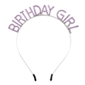 Rosafarbenes Strass-Haarband Birthday Girl mit silbernem Rahmen für Geburtstage - Birthday Girl / Lila