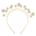 Funkelndes doppellagiges goldenes Haarband mit Kristallsternen für Boho-Partys - Haarreif / Doppellagiger Stern-Stil (FG196)