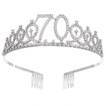 Couronne argentée pour 70e anniversaire avec strass brillants et peignes en métal - 70 Ans Argent