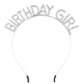 Silbernes Birthday Girl Haarreif mit funkelnden Strasssteinen für Geburtstagspartys - Birthday Girl / Silber