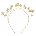 Golden double-layer hexagram star headband with textured metallic finish for women - Gold
