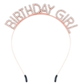 Roségoldenes Geburtstagsmädchen Stirnband mit glitzernden Strasssteinen für Party Haarschmuck - Birthday Girl / Roségold