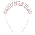 Roségoldener Happy New Year Haarreif mit Strasssteinen für Silvester und Neujahrsfeiern - Roségold