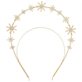 Diadema barroca dorada de doble capa con estrellas de diamantes para bodas y fiestas - Dorado